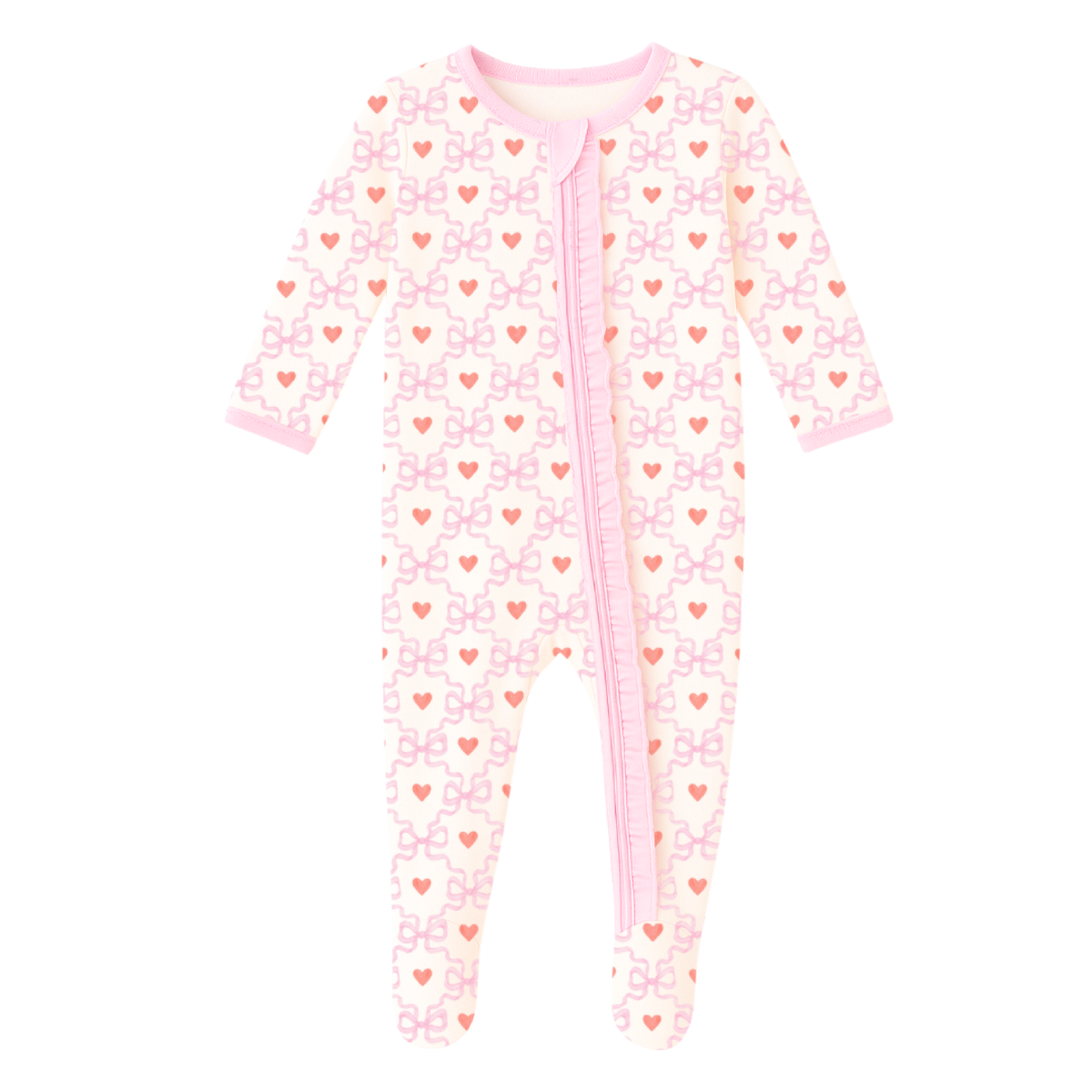 Valentine's - Frill Zippy Footie